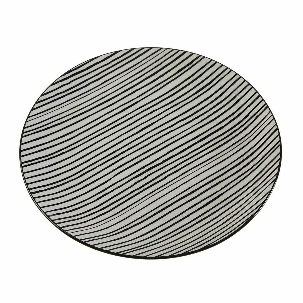 Platt skål Versa Black Lines Svart Porslin
