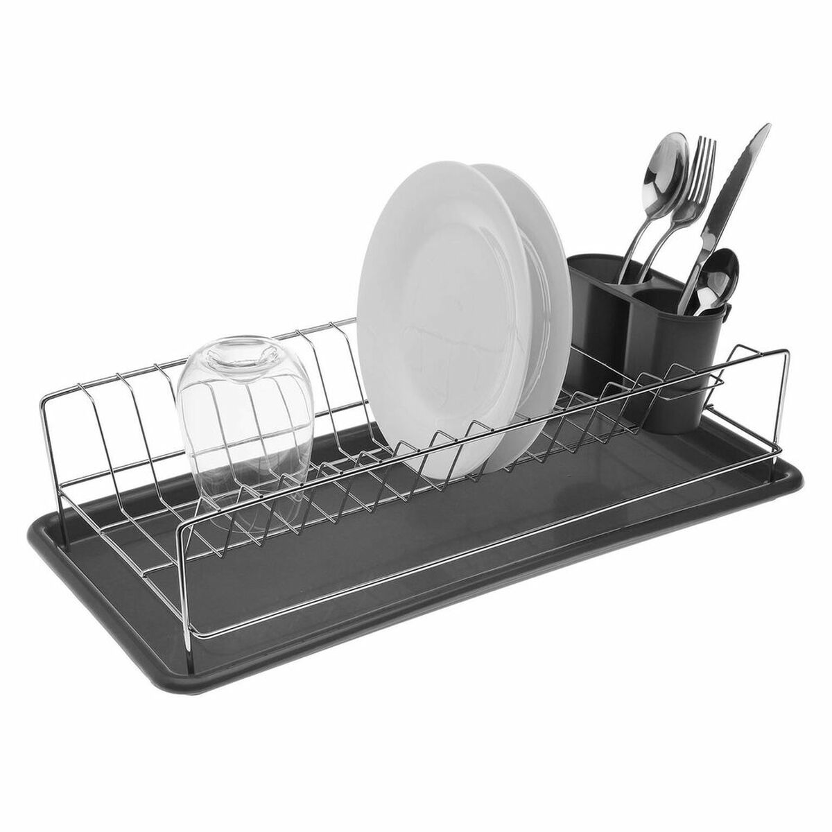 Diskställ Versa Tallrikar Grå Längd Stål Järn polypropen (24,7 x 11,6 x 50,5 cm) - 2