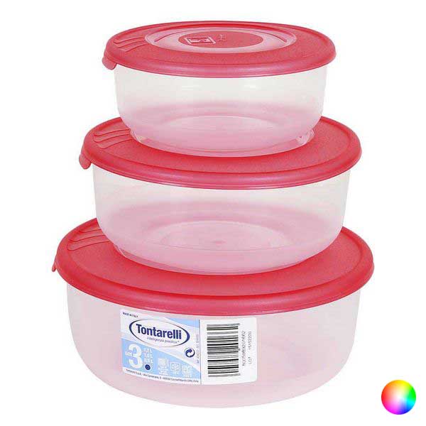 Lunchlådor, set 3 Tontarelli (0,5 - 1 - 2 L) ø 19,3 x 8,4 cm (3 antal), Färg: Korall