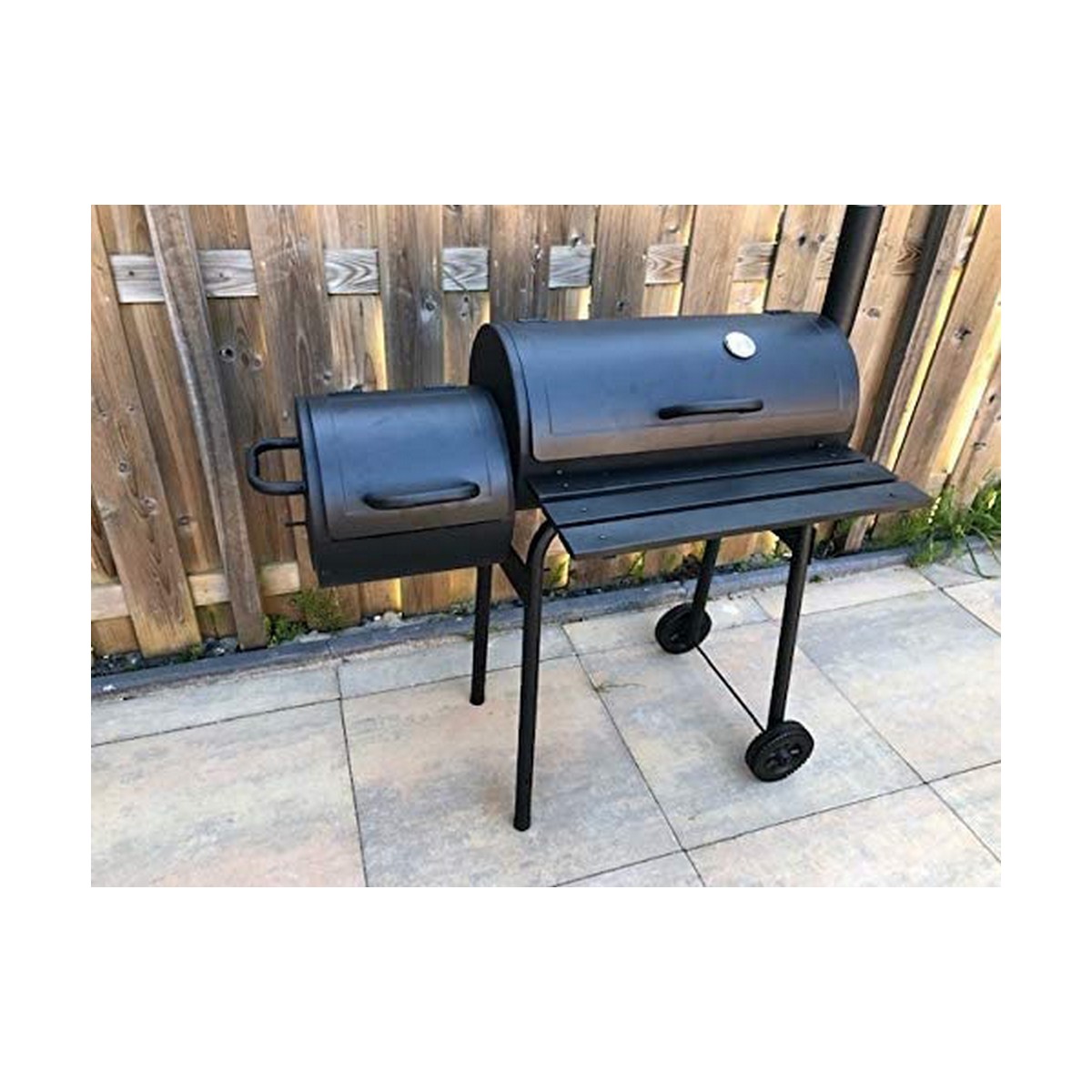 Kolgrill med lock och hjul Svart (112 x 63 x 112 cm) - 2