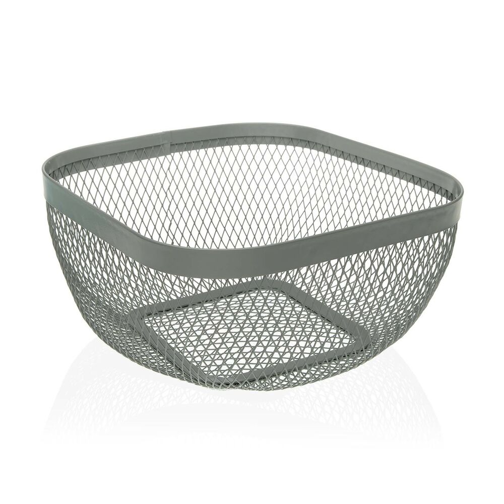 Fruktskål Versa Grå Metall Stål (26,5 x 12,5 x 26,5 cm)