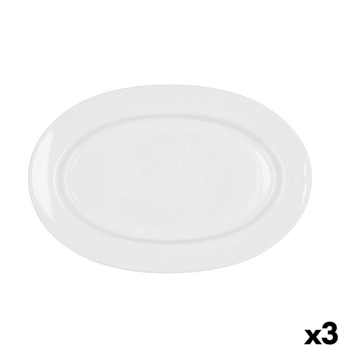 Servingsfat Bidasoa Glacial Keramik Vit (32 x 22 cm) (Pack 3x) - 2
