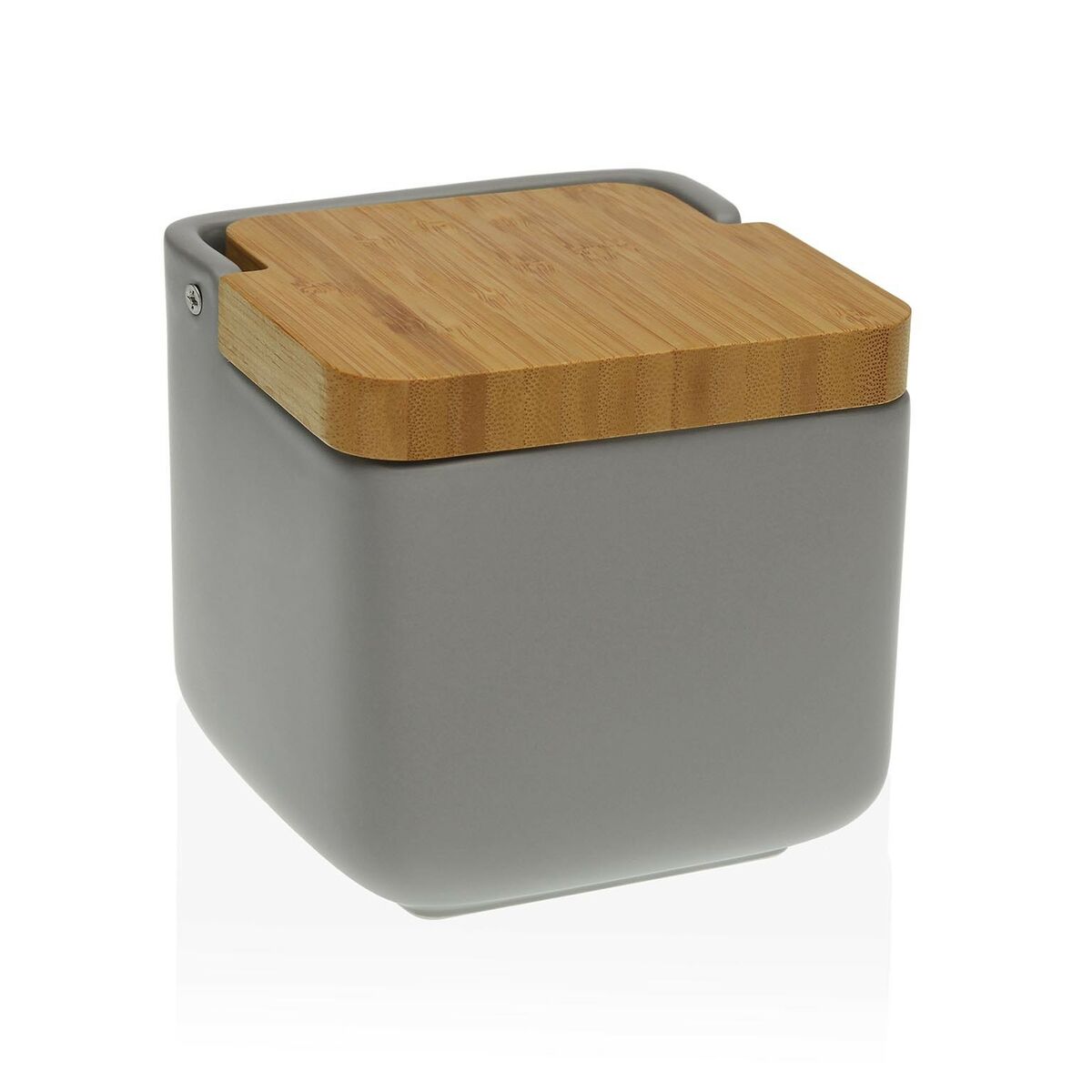 Saltkar med lock Versa Grå Bambu Dolomite (11,7 x 11 x 11,7 cm) - 2