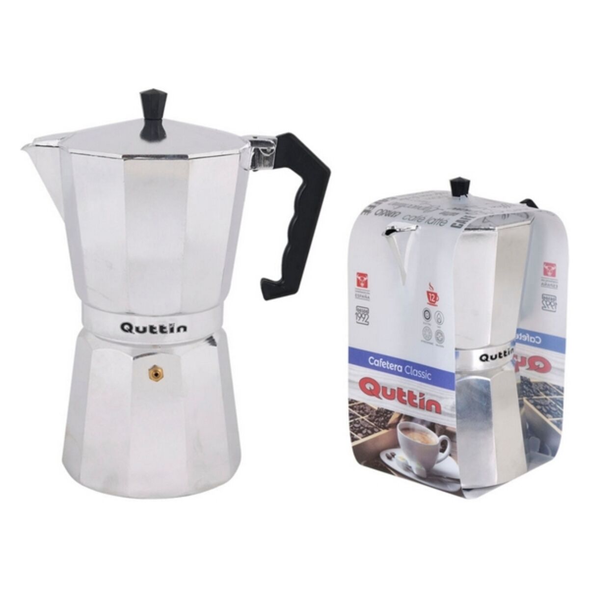 Italiensk Kaffepanna Quttin Aluminium Rostfritt stål, Kapacitet: 6 Koppar - 6