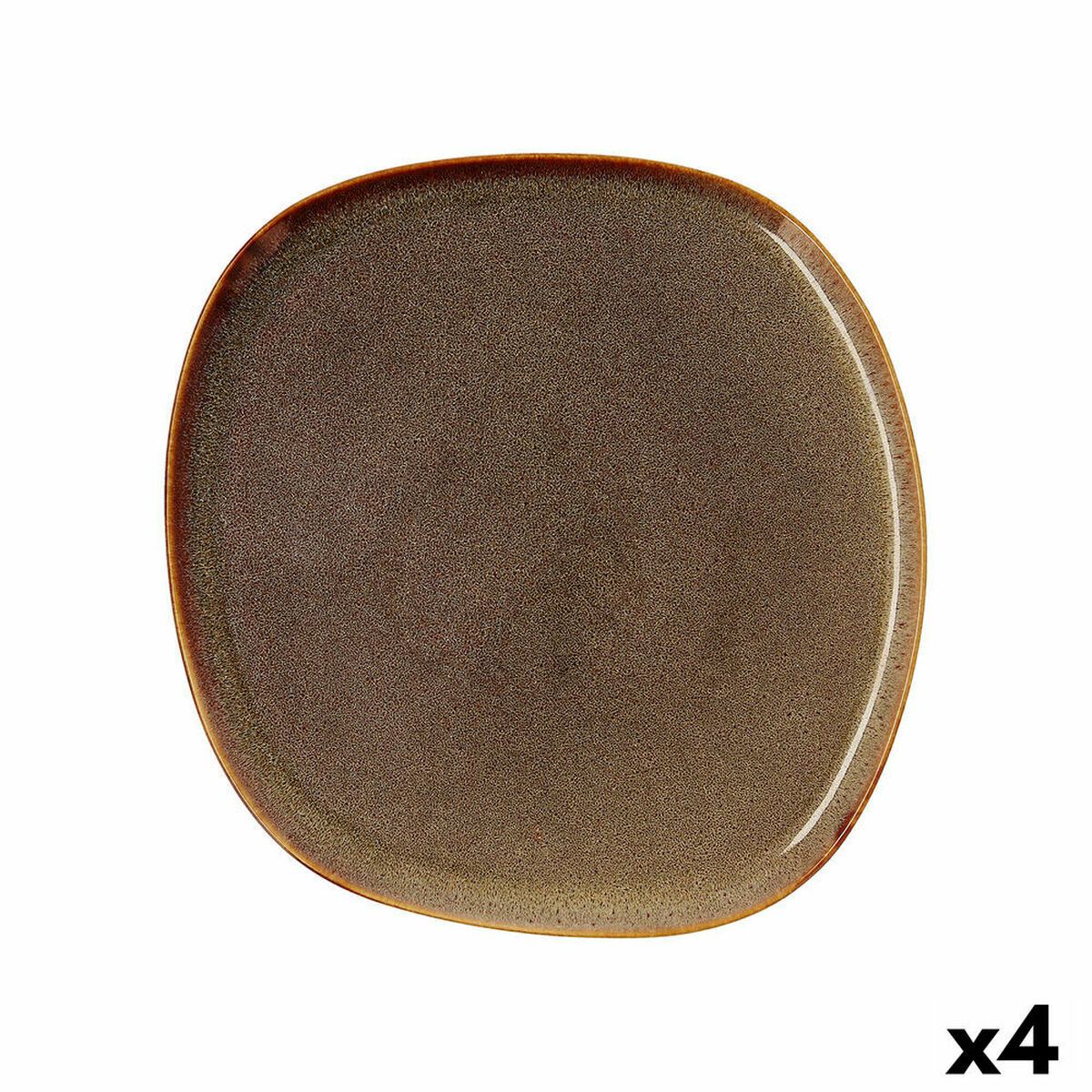 Platt skål Bidasoa Ikonic Brun Keramik 26,5 x 25,7 x 1,5 cm (4 antal) (Pack 4x) - 2