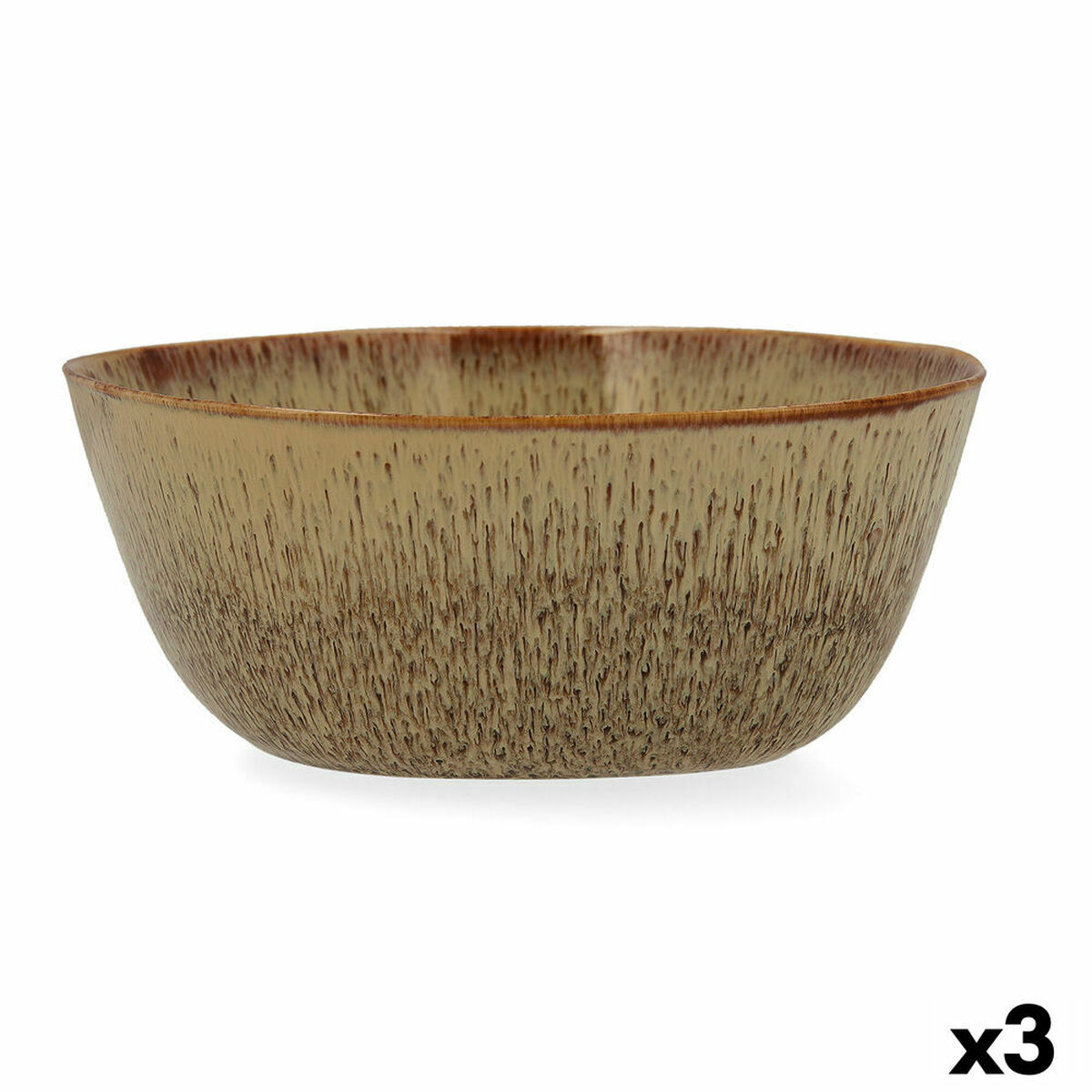 Salladsskål Bidasoa Ikonic 20 x 19,5 x 8,5 cm Keramik Brun 3 Delar (Pack 3x) - 2
