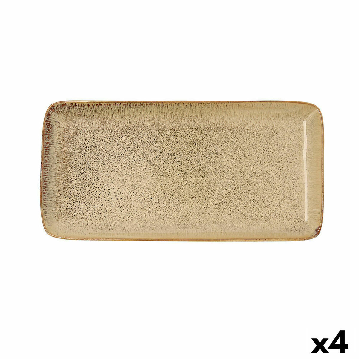 Servingsfat Bidasoa Ikonic Keramik Brun (28 x 14 cm) (Pack 4x) - 2