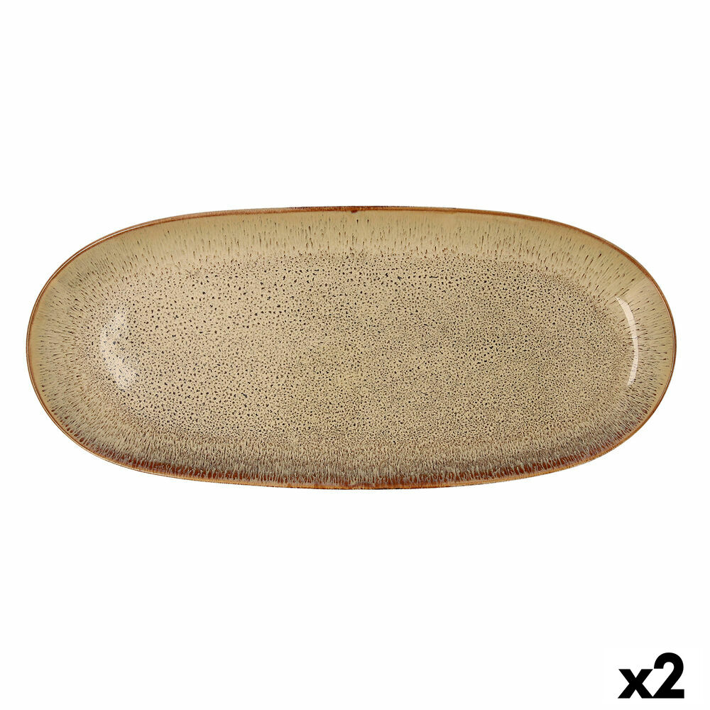 Tallrik Bidasoa Ikonic Keramik Brun (36 x 16 cm) (Pack 2x) - 3