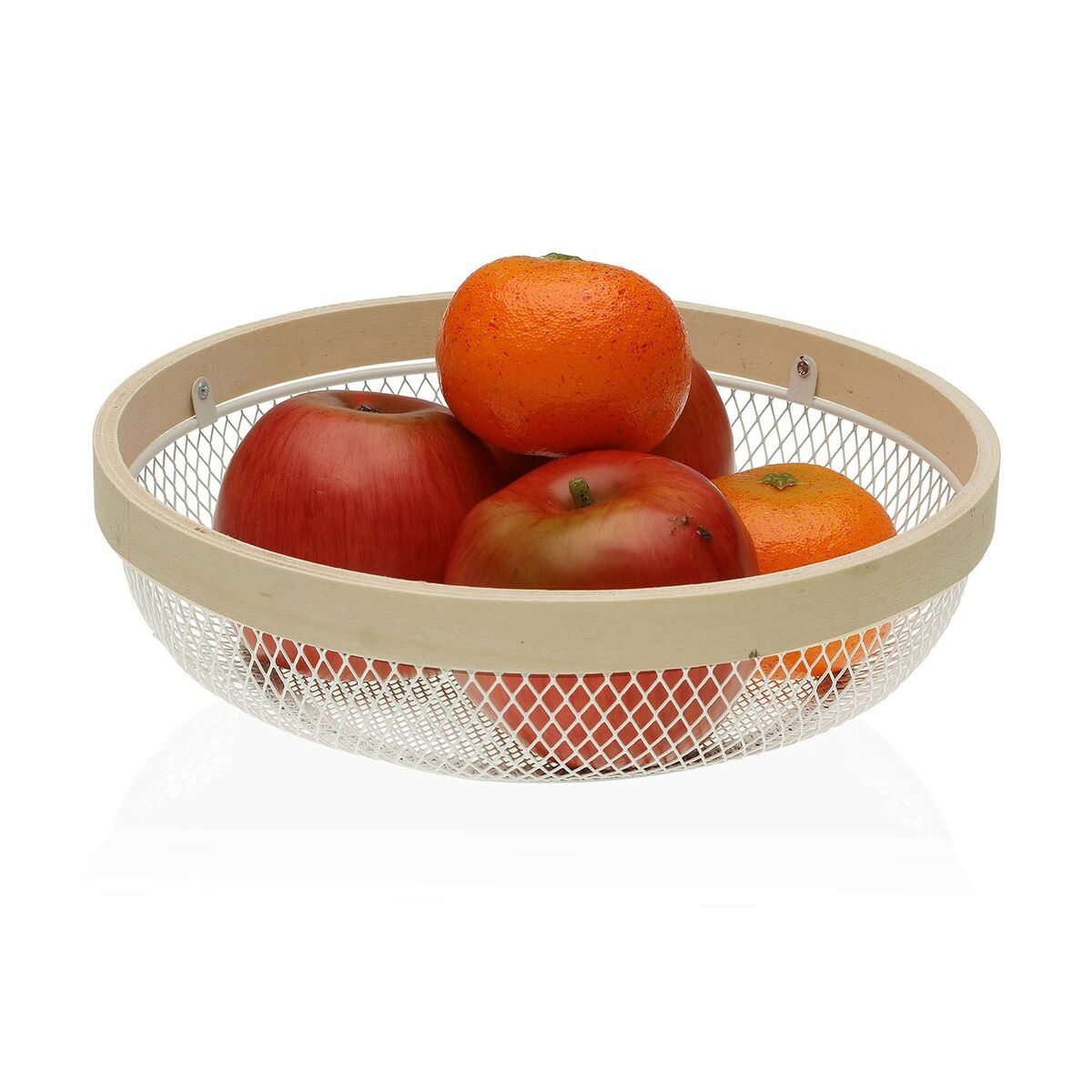 Fruktskål Versa Vit Metall Trä (25 x 7 x 25 cm) - 2
