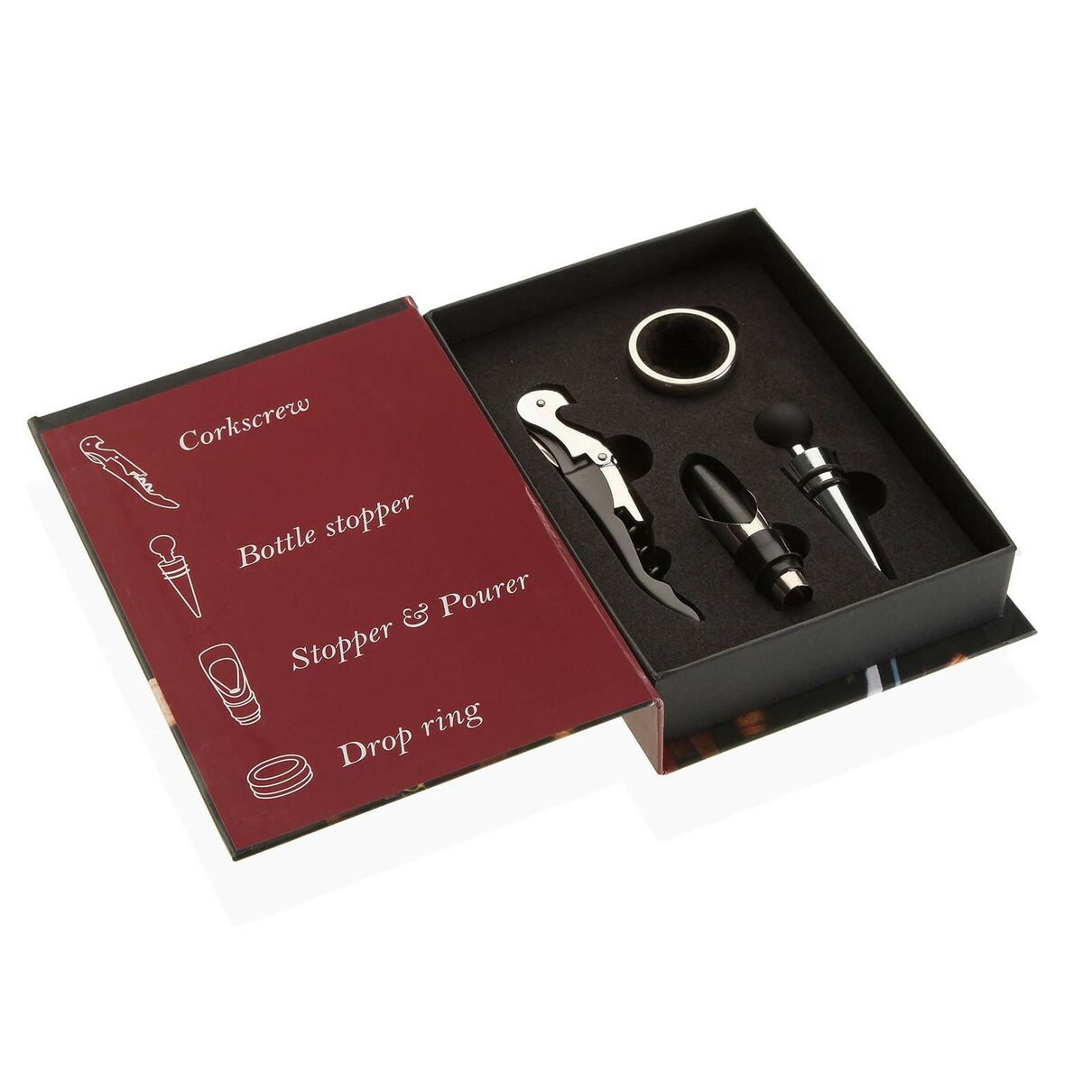 Set med Vintillbehör Versa Boken Trä 4 x 22 x 16,5 cm