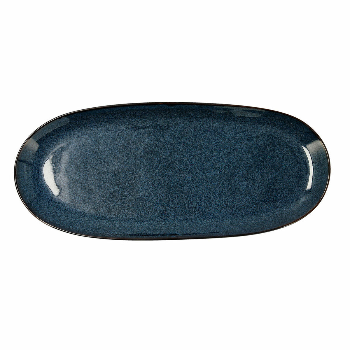 Servingsfat Bidasoa Ikonic Keramik Blå (36 x 16 cm) (Pack 2x)