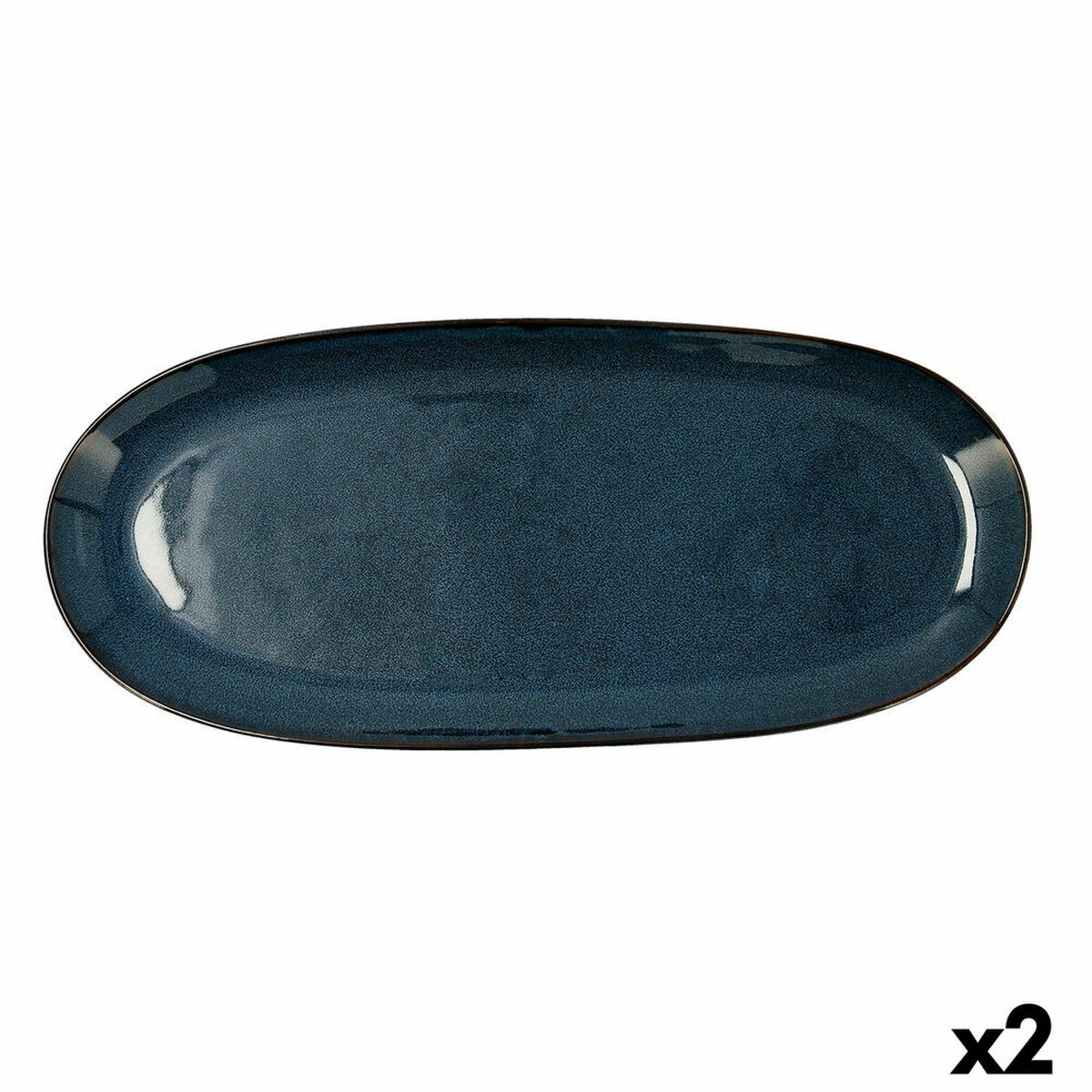 Servingsfat Bidasoa Ikonic Keramik Blå (36 x 16 cm) (Pack 2x) - 3
