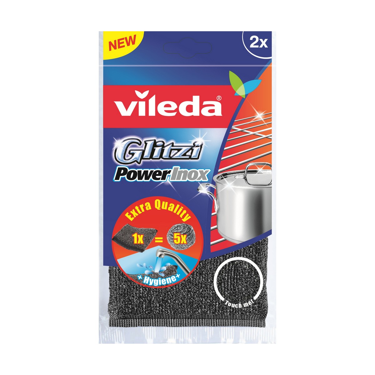 Skurboll Vileda Glitzi Inox Power Grå Rostfritt stål