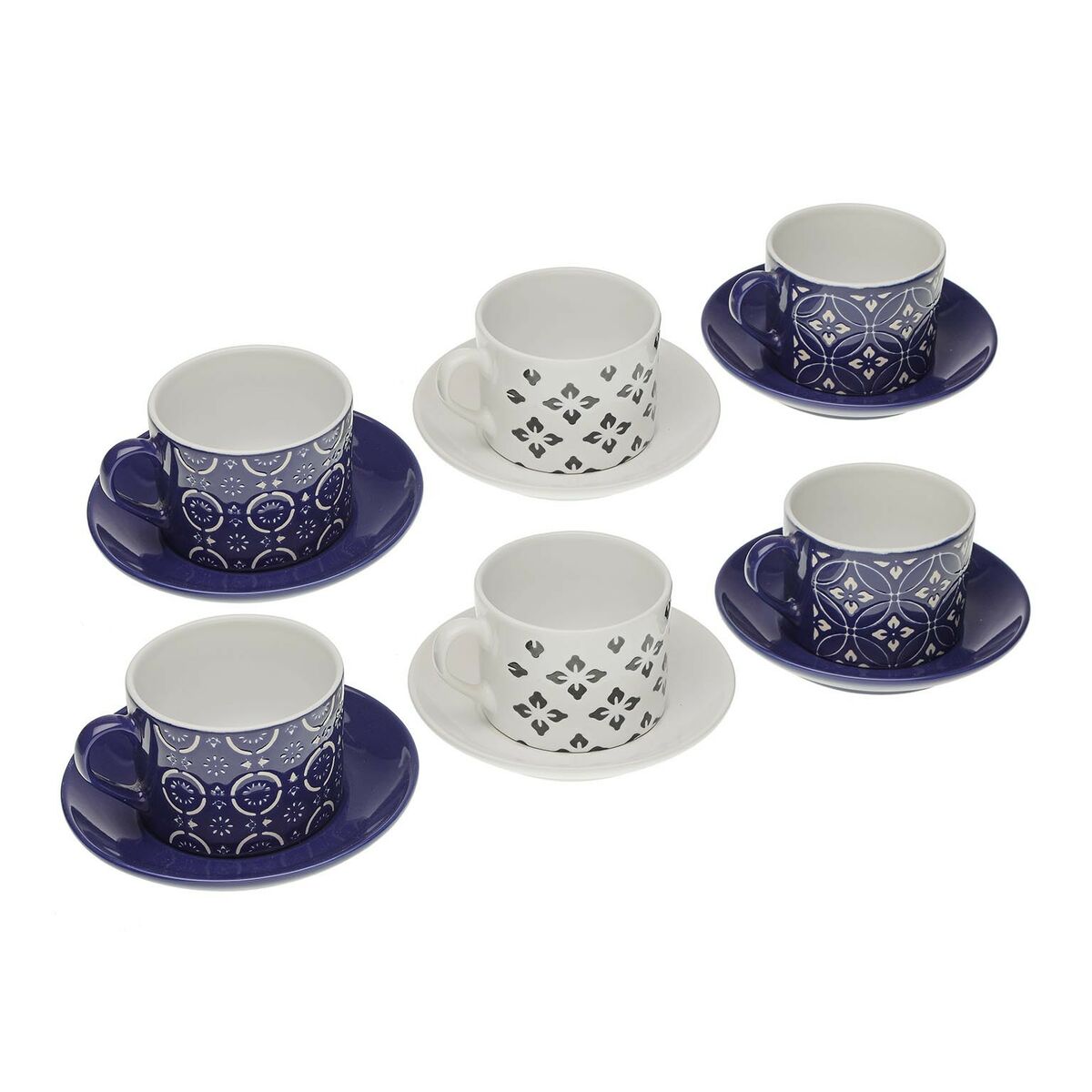 Set med koppar och fat Versa Regina Keramik (8,6 x 6,4 x 9,2 cm) (6 Delar)