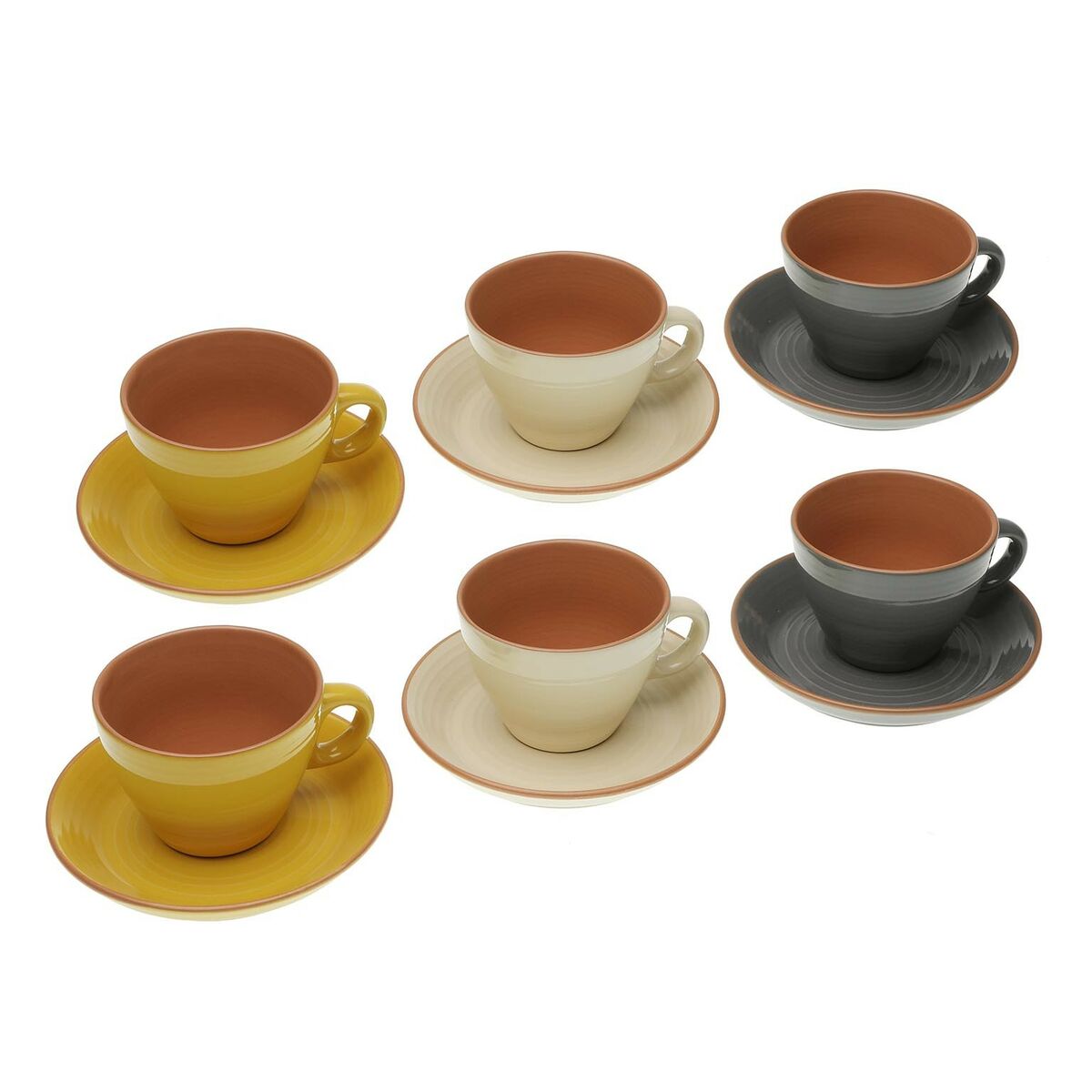 Set med koppar och fat Versa Corin Keramik (5 x 5,2 x 5 cm) (6 Delar)