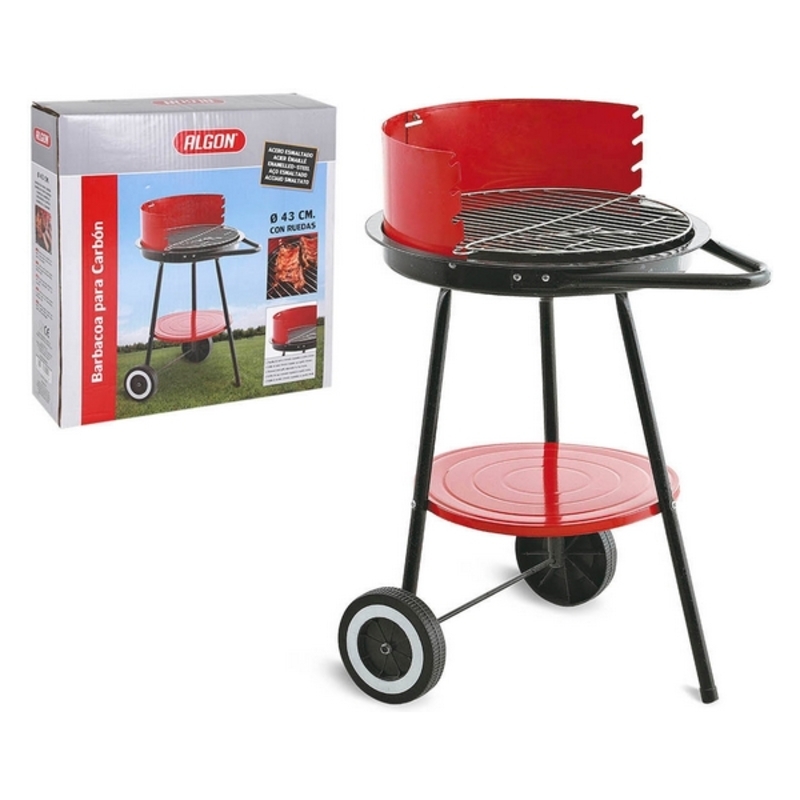 Kolgrill med hjul Algon Svart Röd (Ø 43 cm) Emaljerat stål - 2