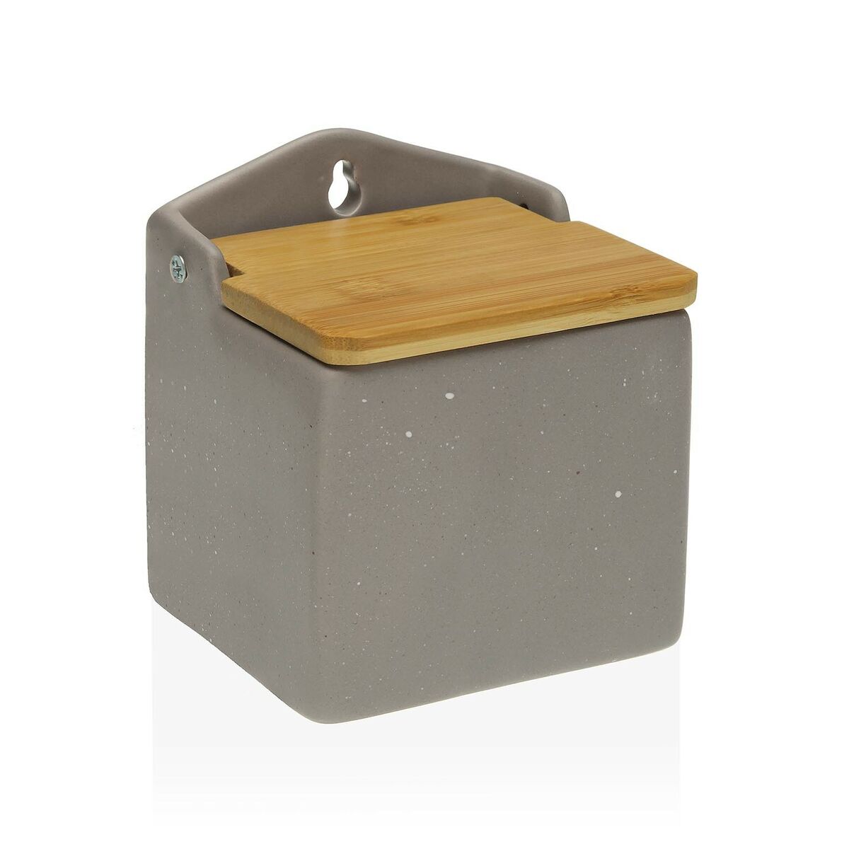 Saltkar med lock Versa Grå Bambu Dolomite (13 x 10,5 x 12 cm)