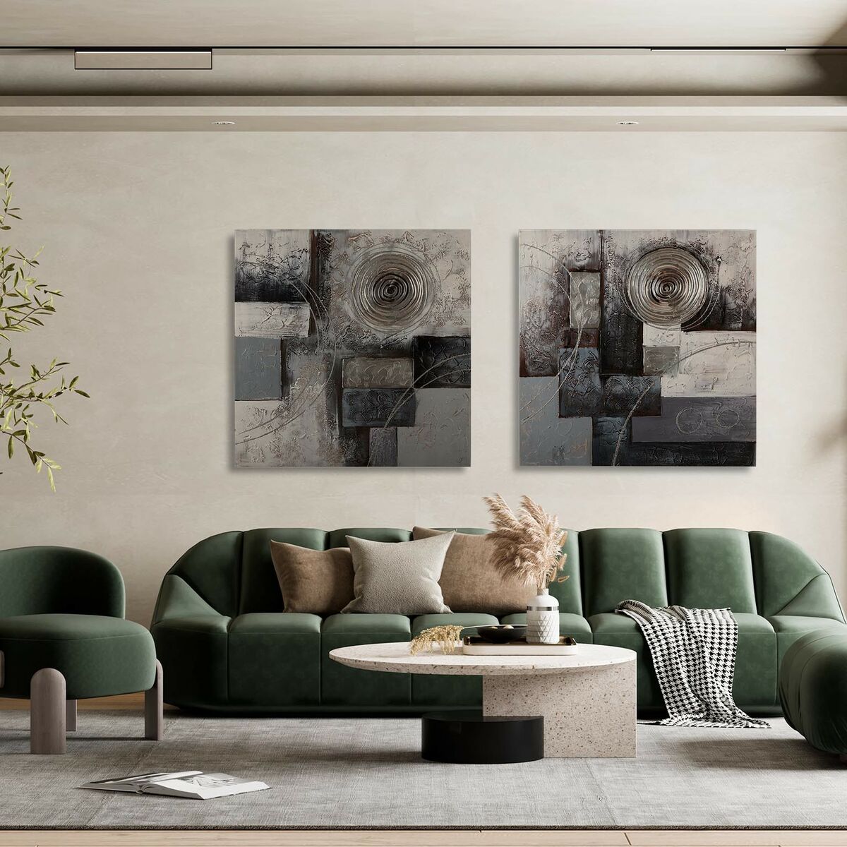 Tavla Versa Abstract Vit Trä Furu Kanvas 2,8 x 80 x 80 cm - 2