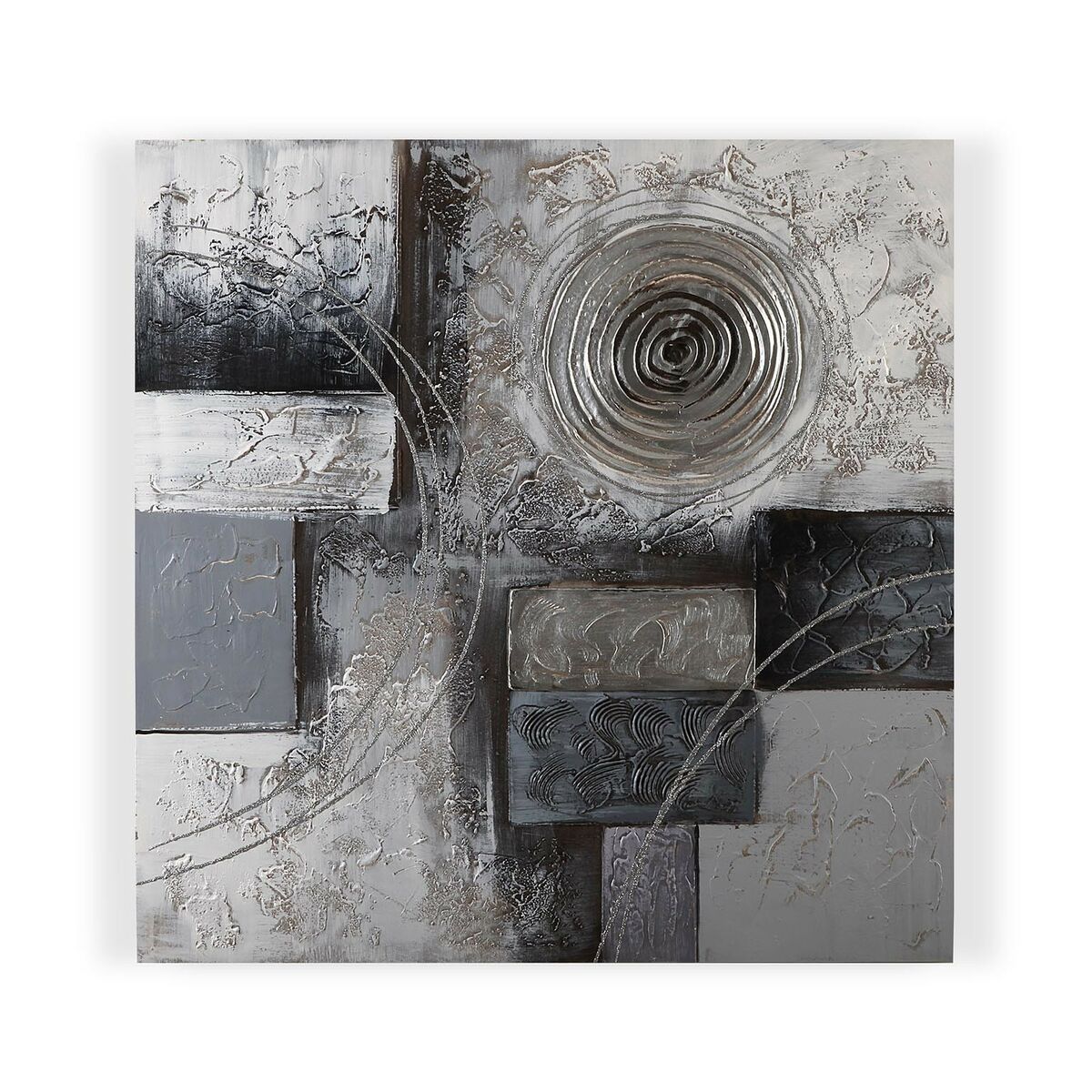 Tavla Versa Abstract Vit Trä Furu Kanvas 2,8 x 80 x 80 cm