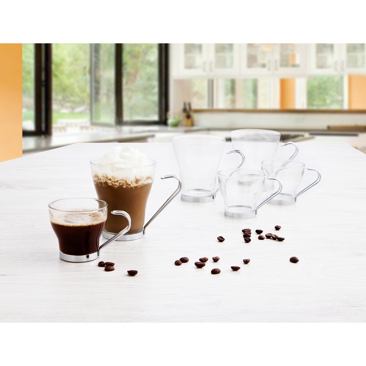 Set med kaffekoppar Quid Transparent Stål Glas (250 ml) (3 antal) - 4