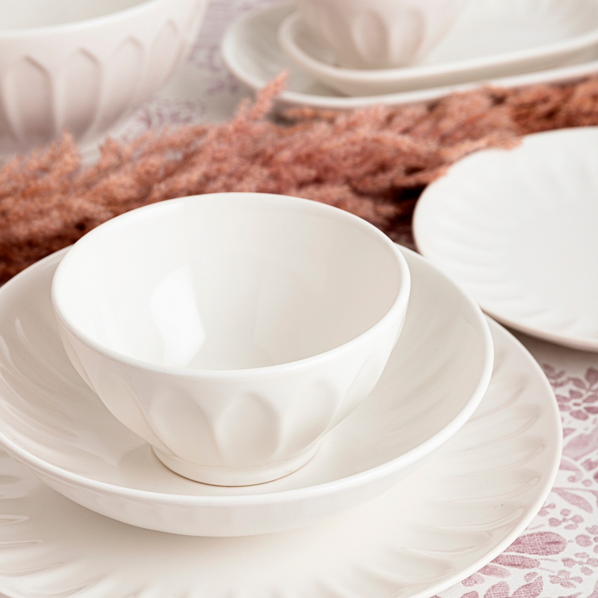 Matservis Bidasoa Romantic Ivory Keramik Vit 18 Delar - 2