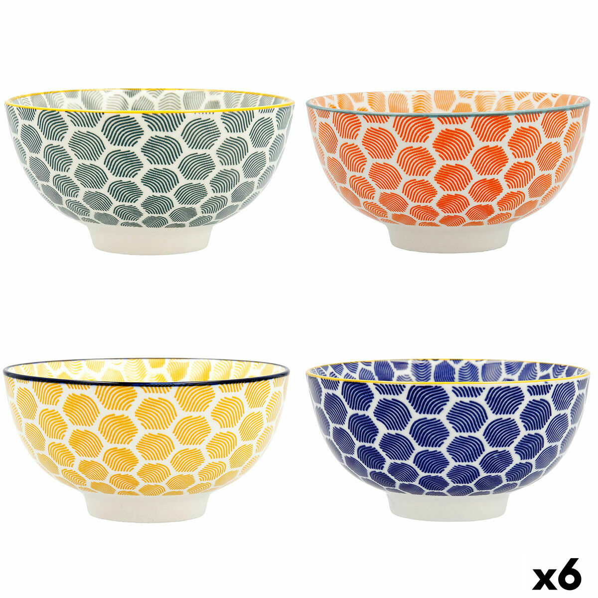 Skål Quid Pippa 12,5 x 12,5 cm Keramik Multicolour (Pack 6x) - 6