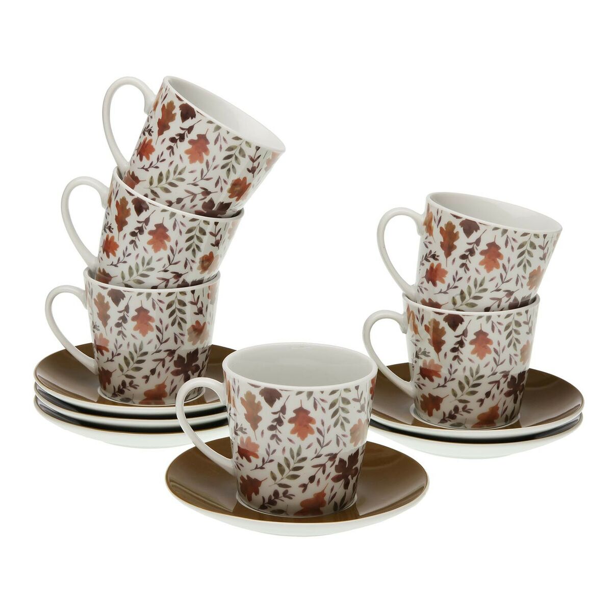 Set med koppar och fat Versa Aia Porslin (6 Delar) (9 x 14 x 14 cm)