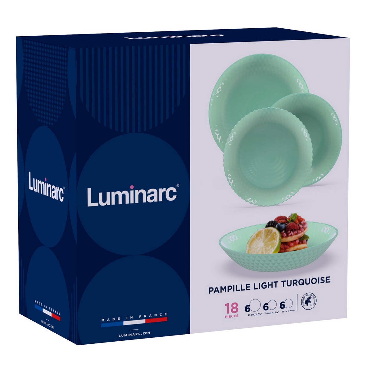 Matservis Luminarc Pampille Turquesa Turkos Glas 18 Delar - 3