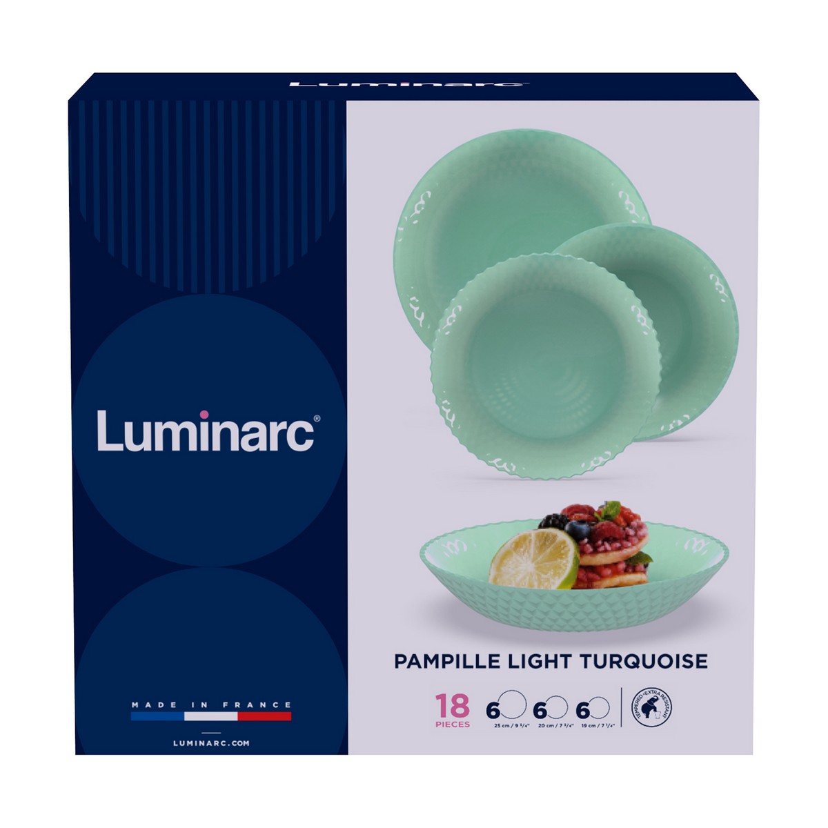 Matservis Luminarc Pampille Turquesa Turkos Glas 18 Delar - 2