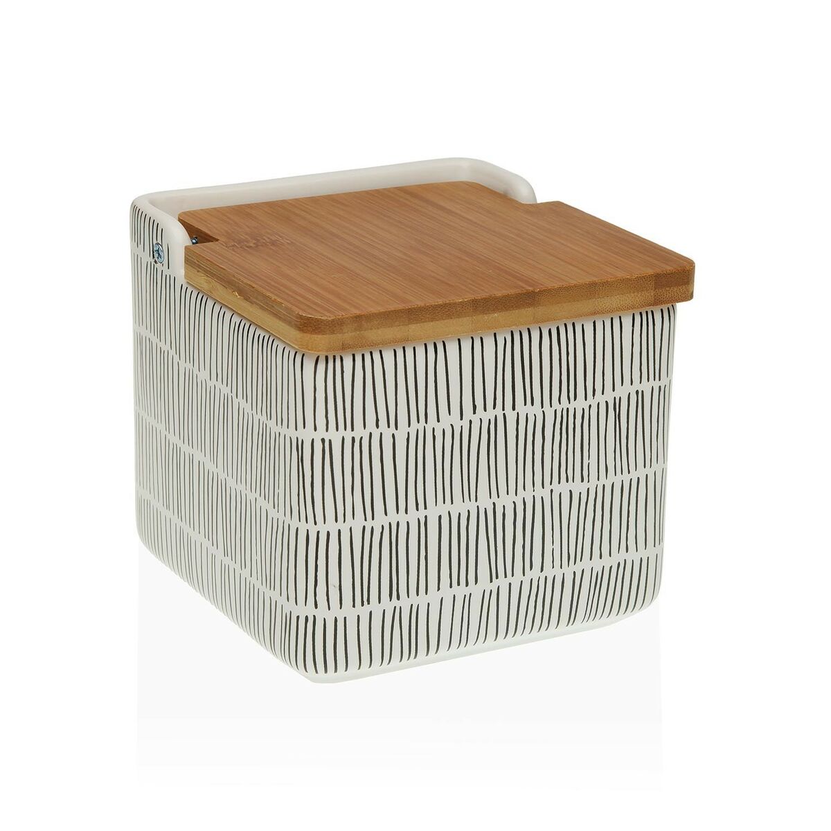 Saltkar med lock Versa NEW LINES 12,2 x 11,5 x 12,2 cm Keramik