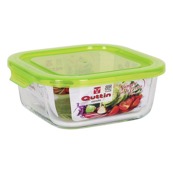 Fyrkantig matlåda med lock Quttin, Mått: 300 cc - 12 x 12 x 5,8 cm - 2
