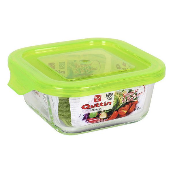 Fyrkantig matlåda med lock Quttin, Mått: 550 cc - 14 x 14 x 6,5 cm