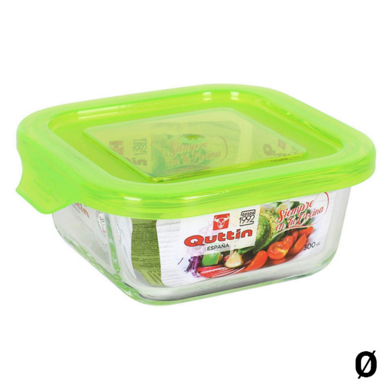 Fyrkantig matlåda med lock Quttin, Mått: 550 cc - 14 x 14 x 6,5 cm - 7