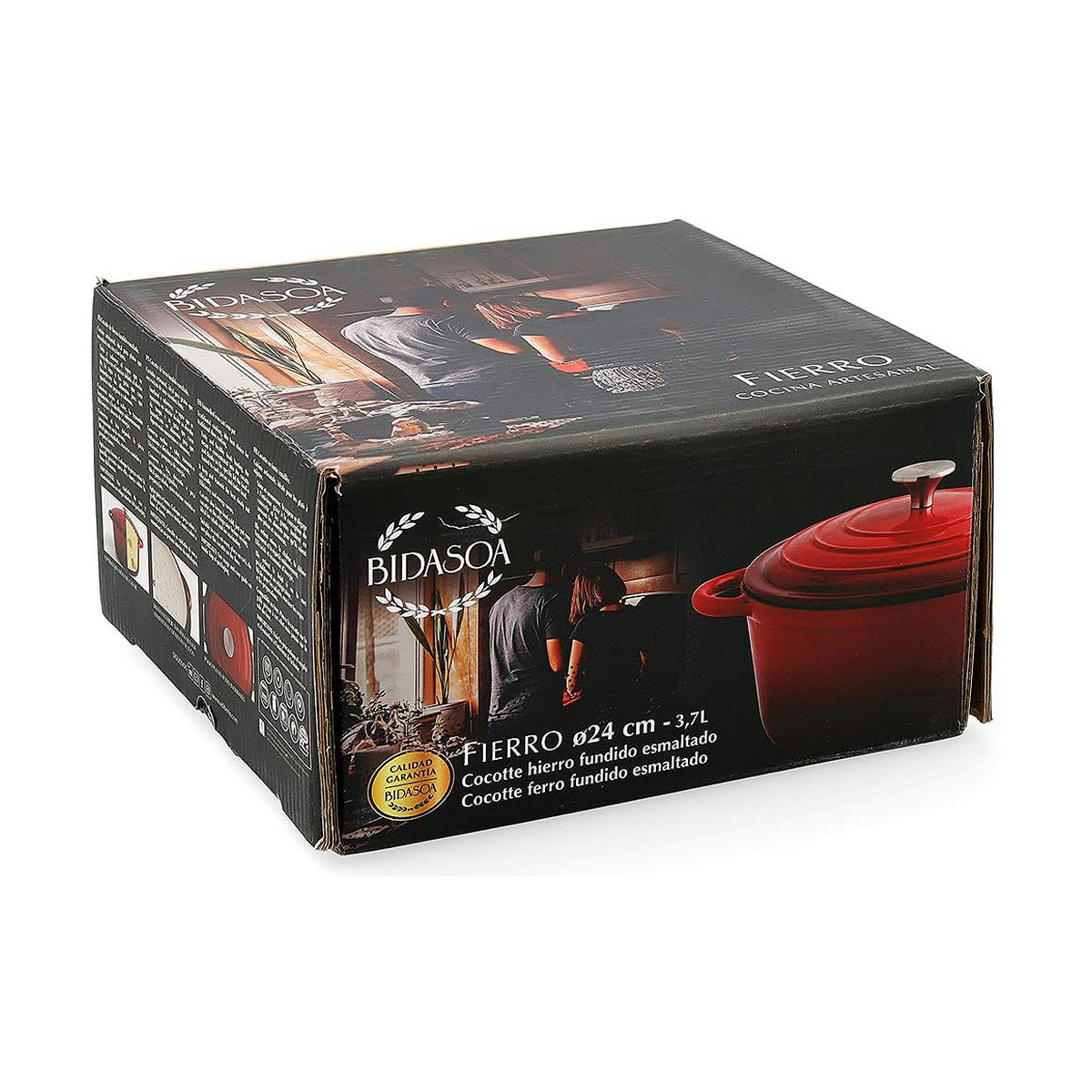 Kastrull med lock Bidasoa Fierro Röd Metall 3,7 L (3,7 L) - 2