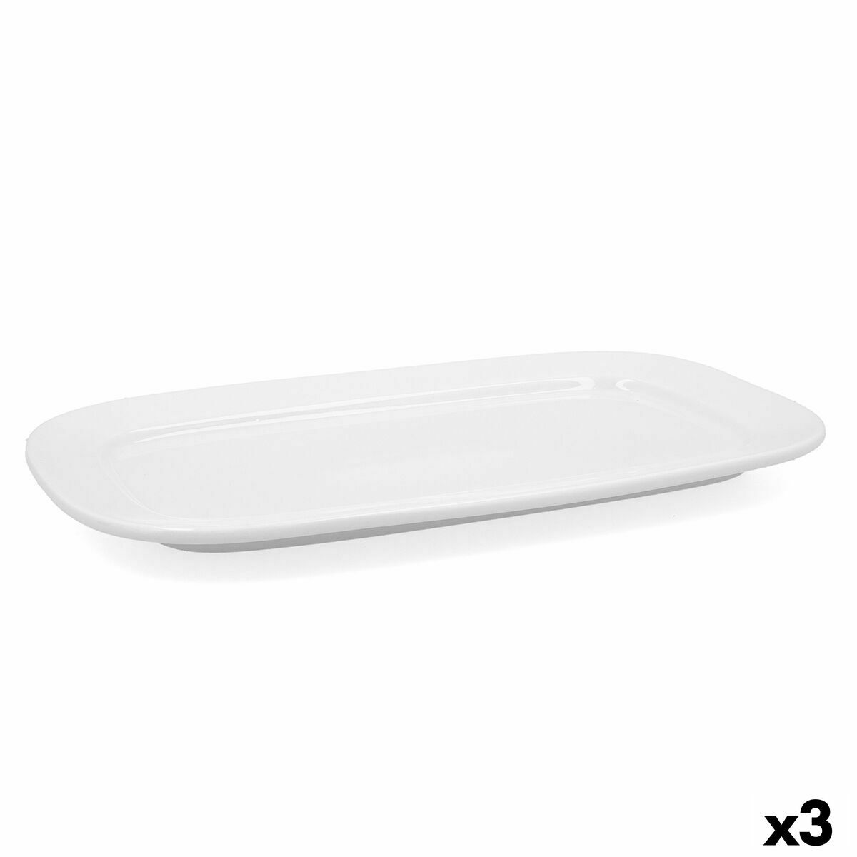 Servingsfat Bidasoa Glacial Keramik Vit (36 x 21 cm) (Pack 3x) - 6