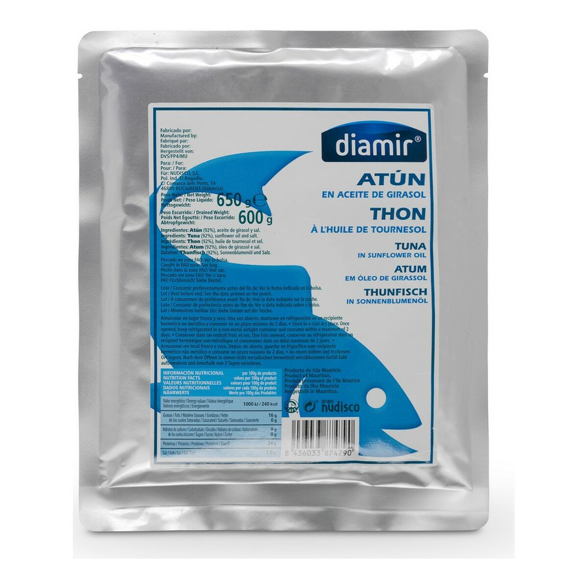 Tonfisk i solrosolja Diamir (650 g)