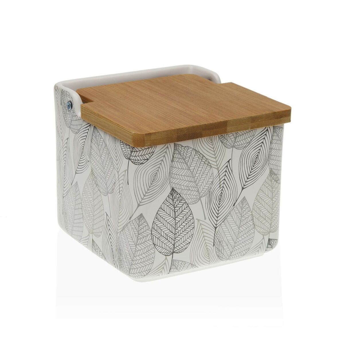 Saltkar med lock Versa Gardee Blad 12,2 x 11,5 x 12,2 cm Keramik