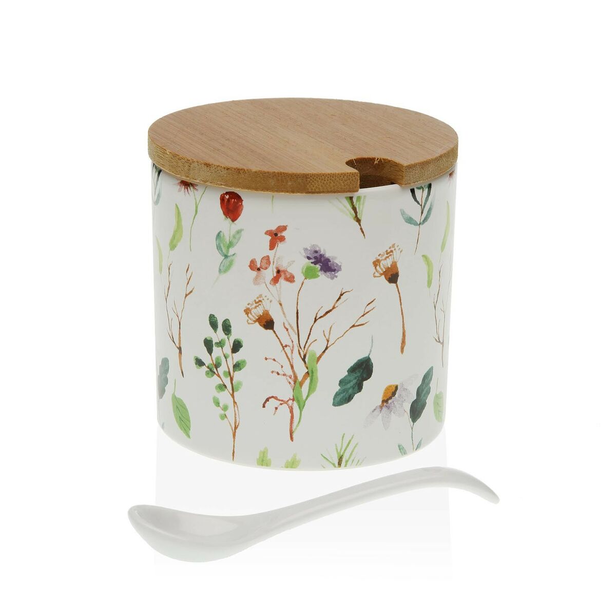 Sockerströare Versa Sansa Rund Virágok Keramik 8 x 8 x 8 cm