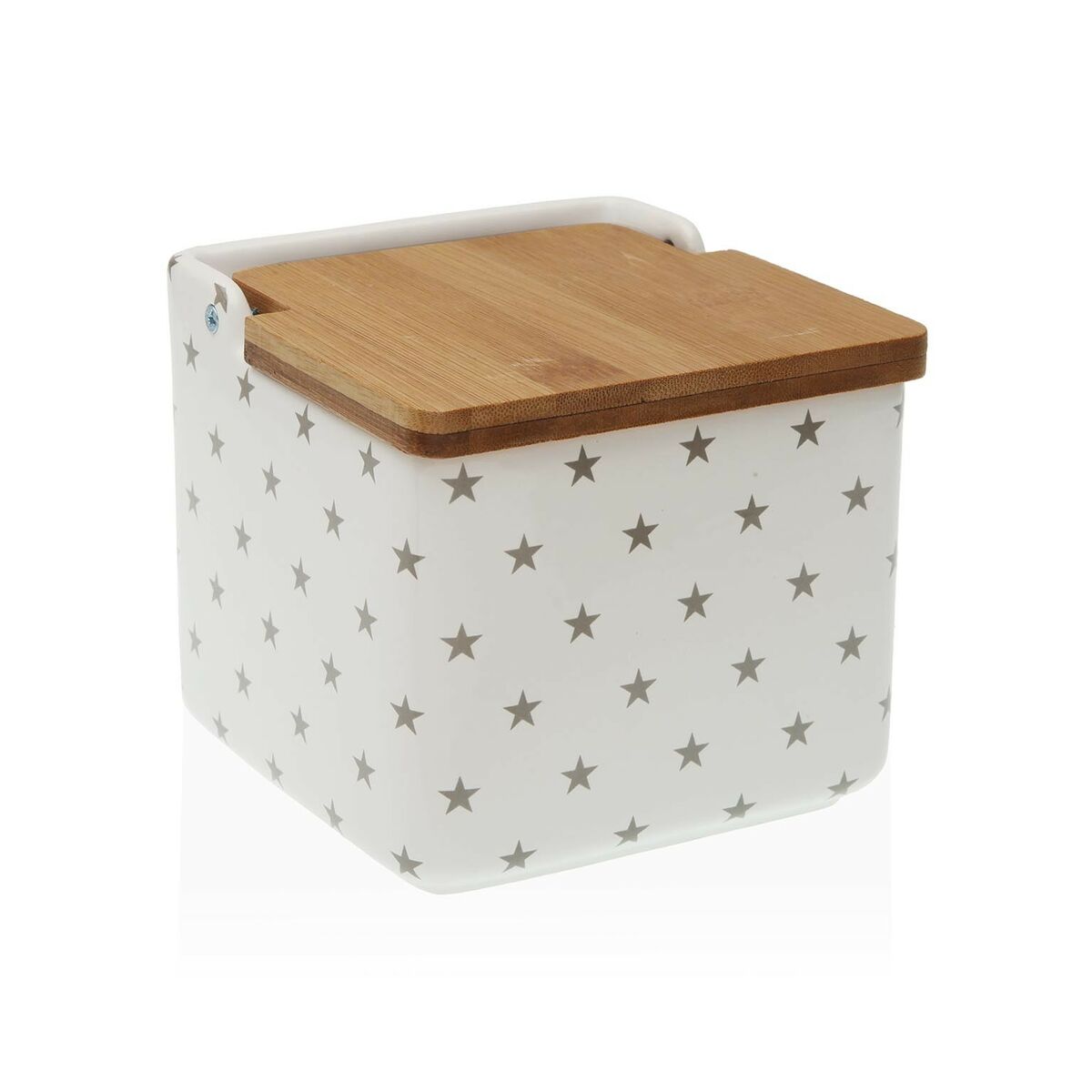 Saltkar med lock Versa Stjärnor Keramik (12,2 x 11,5 x 12,2 cm)