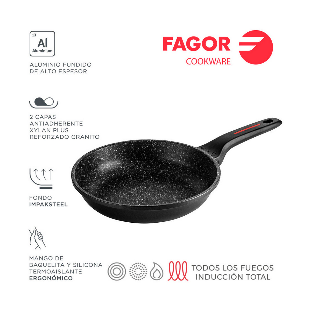 Stekpanna FAGOR Svart (Ø 28 cm) - 2