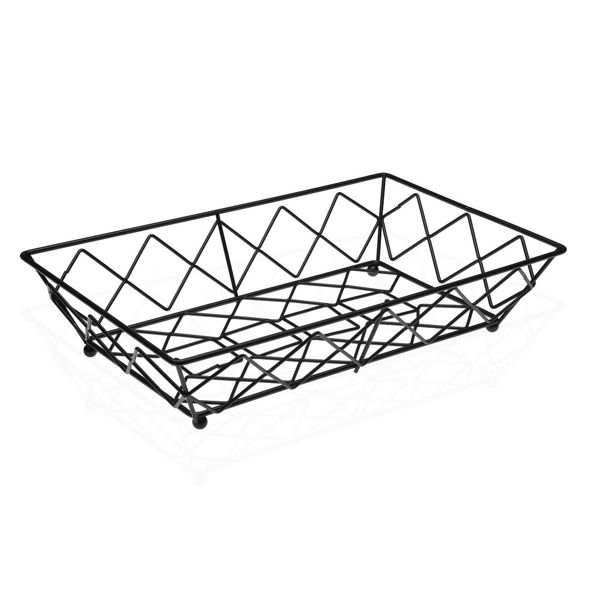Fruktskål Versa Rektangulär Svart Metall Stål (20 x 7 x 32 cm)