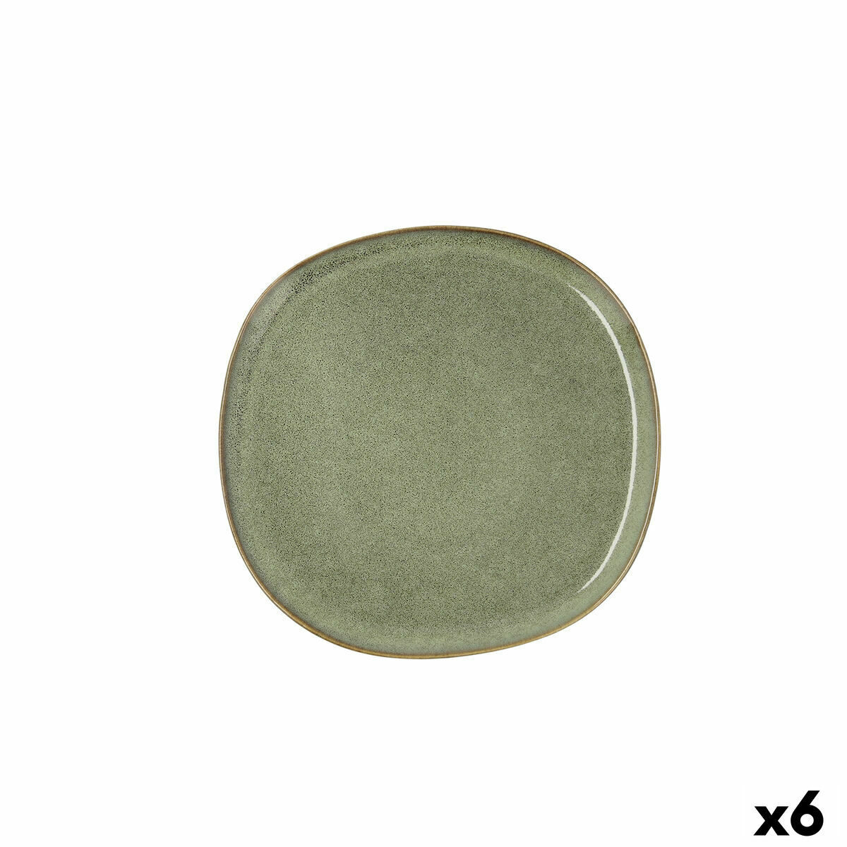 Platt skål Bidasoa Ikonic Grön Keramik 20,2 x 19,7 cm (6 antal) (Pack 6x) - 7
