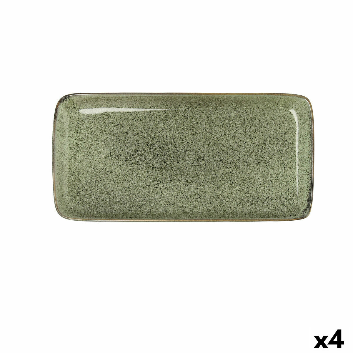 Servingsfat Bidasoa Ikonic Grön Keramik (28 x 14 cm) (Pack 4x) - 7