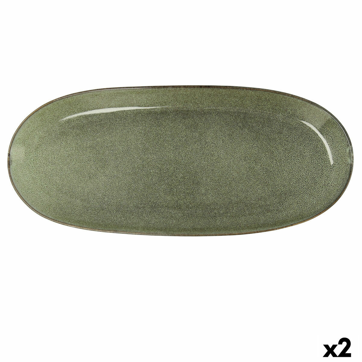 Servingsfat Bidasoa Ikonic Grön Keramik (36 x 16 cm) (Pack 2x) - 7
