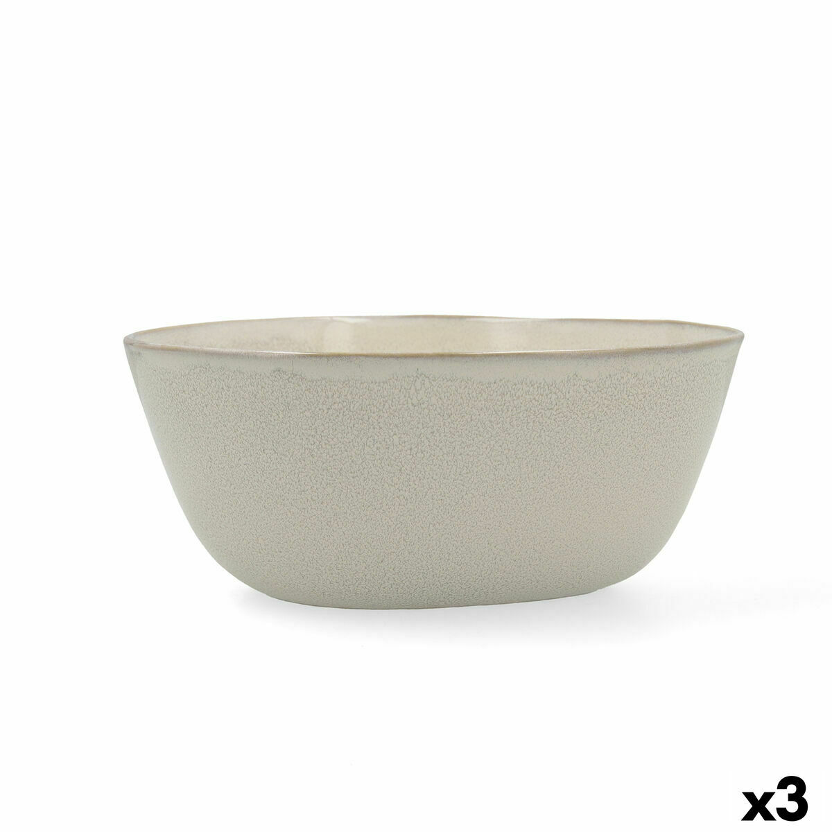 Salladsskål Bidasoa Ikonic Keramik Vit (20 x 19,5 x 8,5 cm) (Pack 3x) - 7