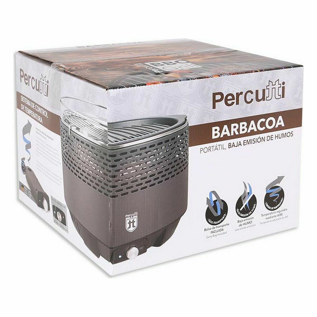 Bärbar Grill Percutti Rök-fritt 34 x 34 x 24,5 cm