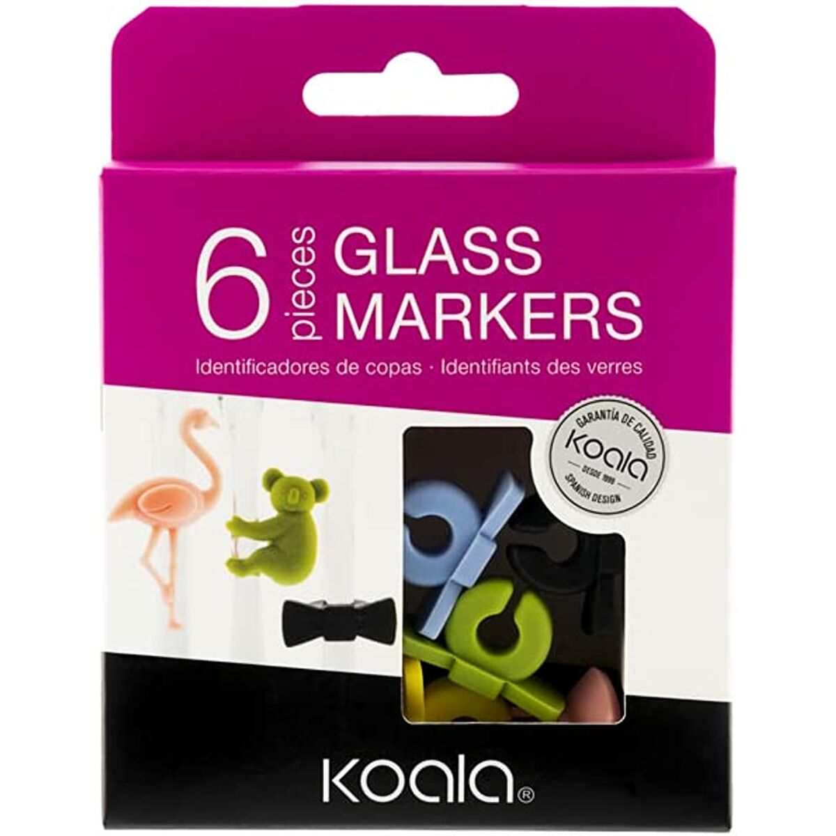 Glasidentifierare Koala Eco Friendly Fluga Multicolour Plast 3 x 1,8 x 2 cm - 2