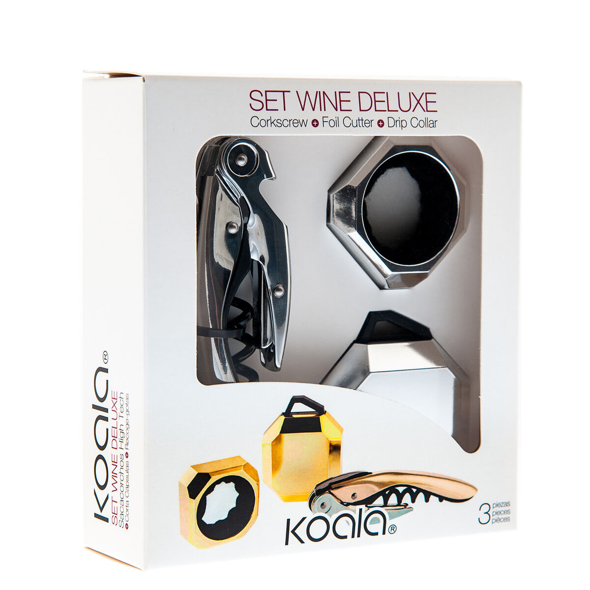Set med Vintillbehör Koala Deluxe 3 Delar Silvrig Metall