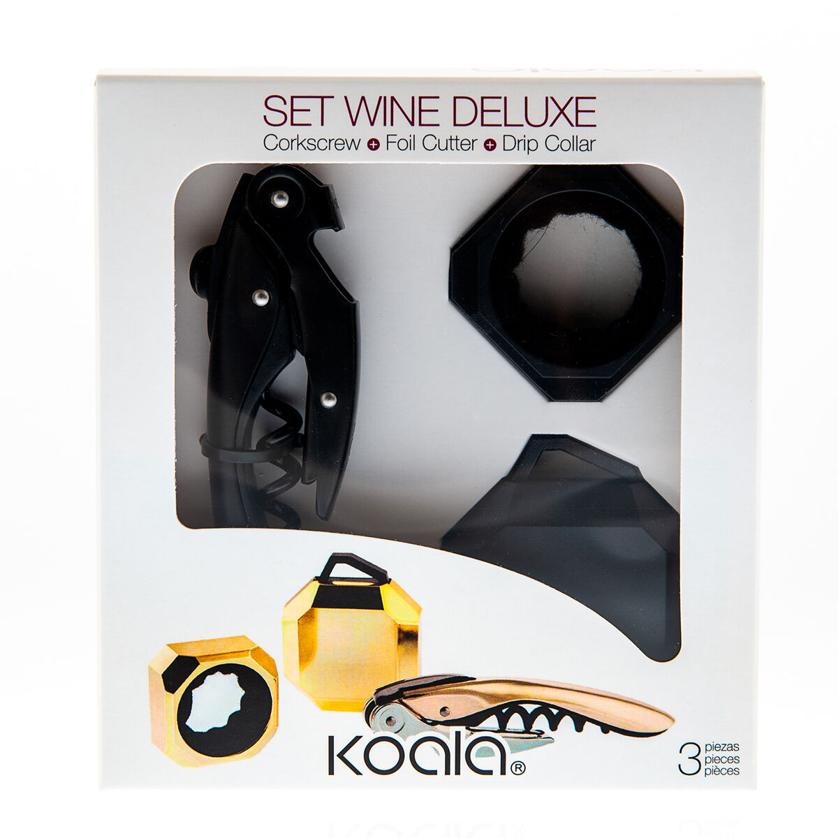 Set med Vintillbehör Koala Deluxe 3 Delar Svart Metall