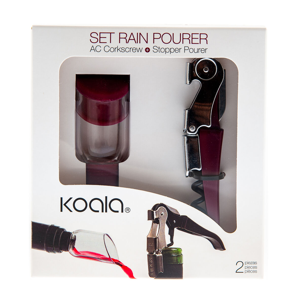 Set med Vintillbehör Koala 2 Delar Metall Bordeaux